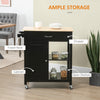 HOMCOM Rolling Kitchen Cart with Wood Top and Drawer, Kitchen Island on Wheels for Dining Room, Black
