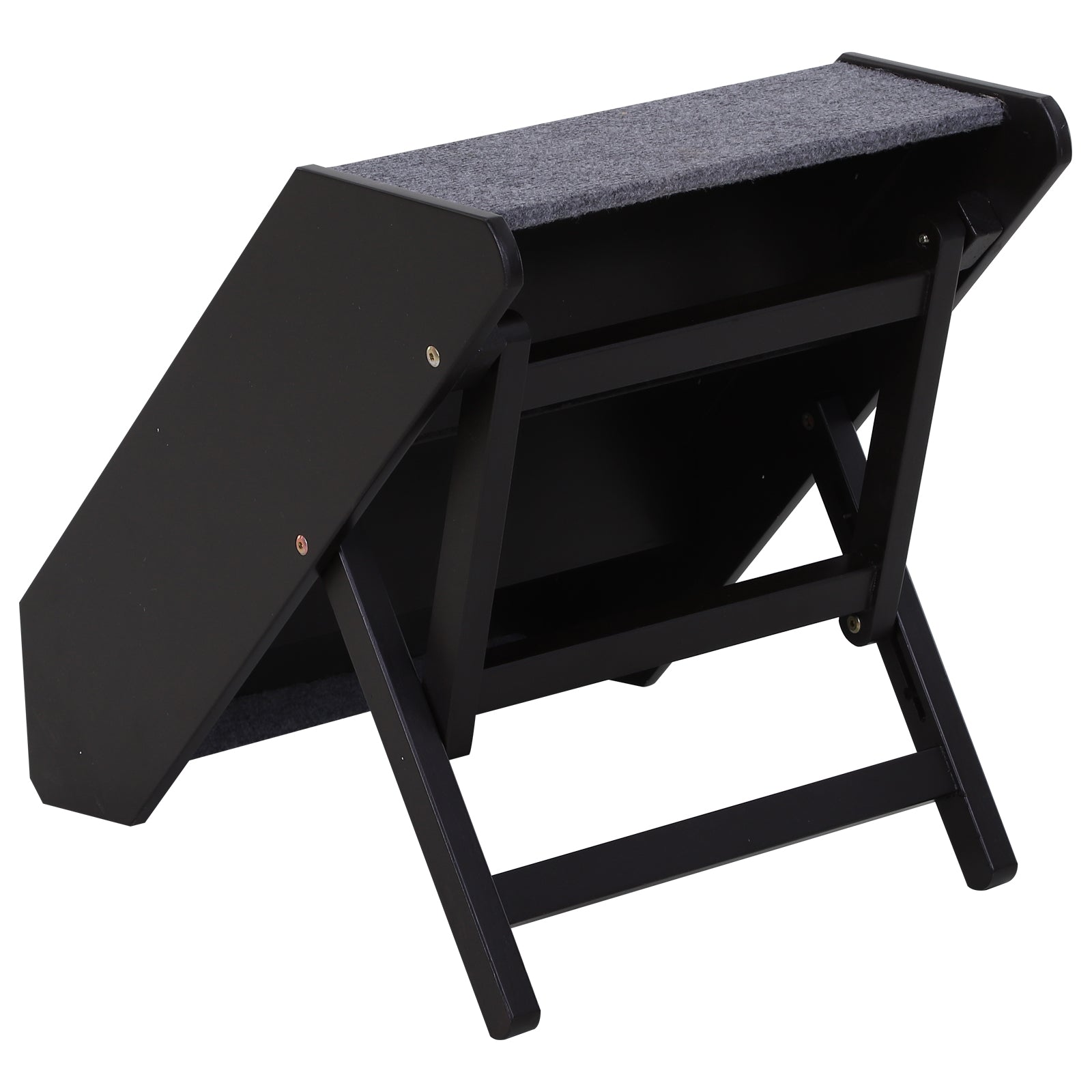 PawHut 3 Step Height Adjustable Portable Wooden Easy Climb Pet Stairs - Dark Brown
