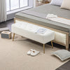 HOMCOM End of Bed Bench, Lamb's Wool-Feel Upholstered Bedroom Bench with Button Tufted, Thick Padding and Steel Legs, Entryway Bench for Living Room, Hallway, Cream White
