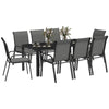 Outsunny 9 Piece Patio Dining Set with Stackable Chairs, Patio Table and Chairs, Outdoor Dining Set with Tempered Glass Top for Garden, Patio, Backyard, Dark Grey