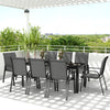 Outsunny 9 Piece Patio Dining Set with Stackable Chairs, Patio Table and Chairs, Outdoor Dining Set with Tempered Glass Top for Garden, Patio, Backyard, Dark Grey