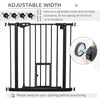PawHut 30"H Dog Gate with Cat Door, Pet Gate with Small Door, Easy Open Indoor Dog Gates for Doorways, House, Stair, 29"-32" Long, Black
