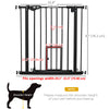 PawHut 30"H Dog Gate with Cat Door, Pet Gate with Small Door, Easy Open Indoor Dog Gates for Doorways, House, Stair, 29"-32" Long, Black