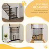 PawHut 30"H Dog Gate with Cat Door, Pet Gate with Small Door, Easy Open Indoor Dog Gates for Doorways, House, Stair, 29"-32" Long, Black