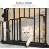 PawHut 30"H Dog Gate with Cat Door, Pet Gate with Small Door, Easy Open Indoor Dog Gates for Doorways, House, Stair, 29"-32" Long, Black