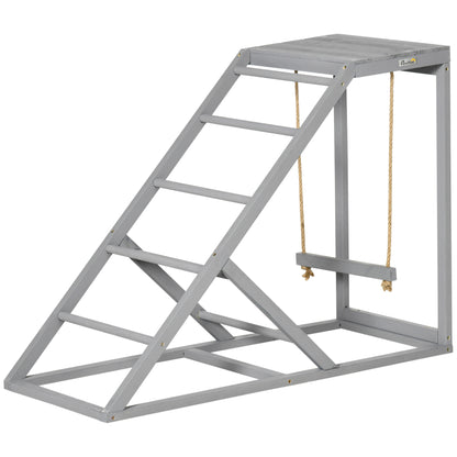 PawHut Chicken Activity Play Set with Swing, Chicken Coop Toy with Ladder, Platform for 2 Chickens, Hens, Grey