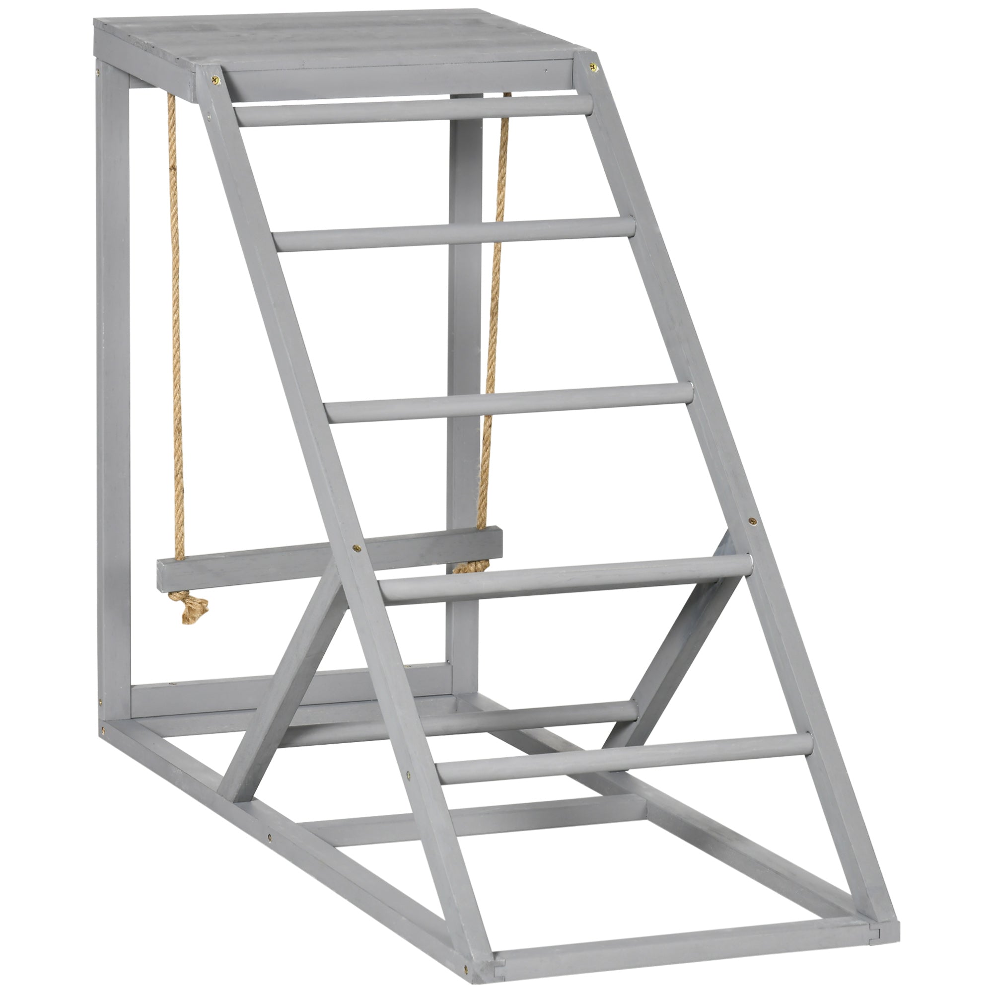 PawHut Chicken Activity Play Set with Swing, Chicken Coop Toy with Ladder, Platform for 2 Chickens, Hens, Grey