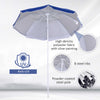 Outsunny 6.7ft Beach Umbrella with Push Button Tilt, Ruffled Outdoor Umbrella with Carry Bag and 8 Ribs, Blue