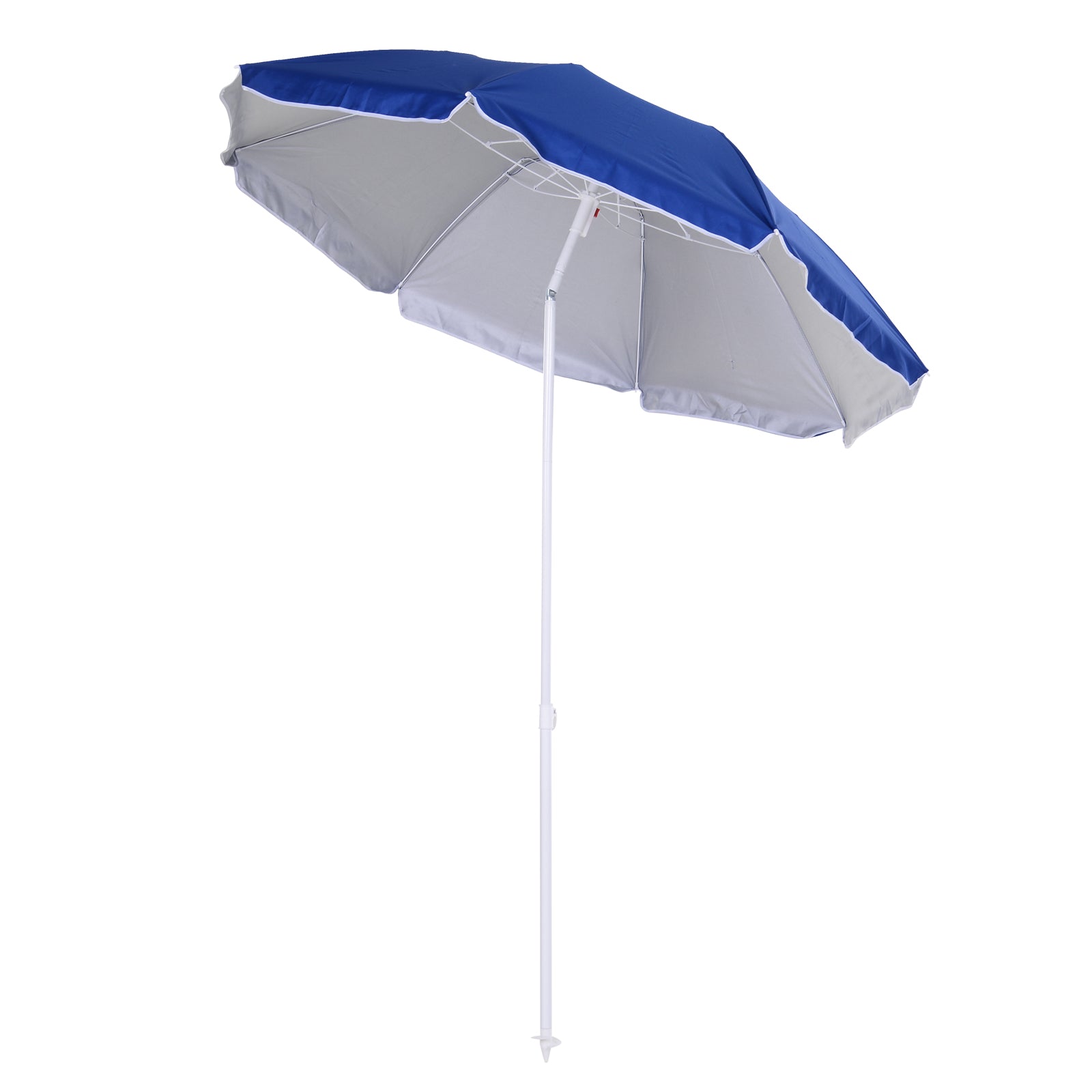 Outsunny 6.7ft Beach Umbrella with Push Button Tilt, Ruffled Outdoor Umbrella with Carry Bag and 8 Ribs, Blue