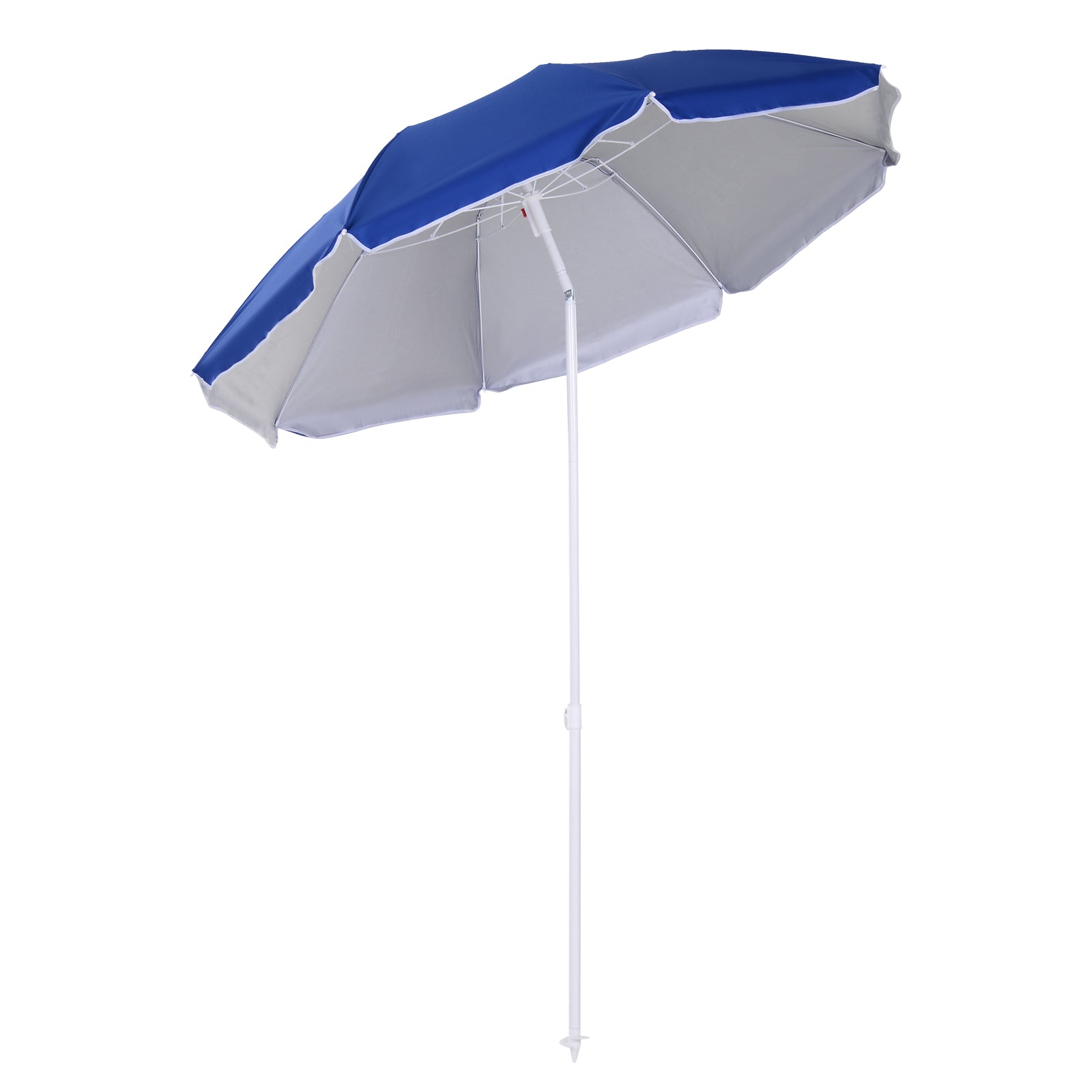 Outsunny 6.7ft Beach Umbrella with Push Button Tilt, Ruffled Outdoor Umbrella with Carry Bag and 8 Ribs, Blue