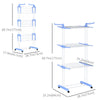 HOMCOM Foldable Clothes Drying Rack, 4-Tier Steel Laundry Racks for Drying Clothes with 2 Side Wings and 4 Castors, Indoor and Outdoor Use, Blue