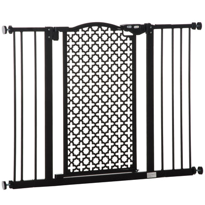 PawHut 74-105 cm Pressure Fit Safety Gate for Doorways and Staircases, Dog Gate, Pet Barrier for Hallways with Auto Close, Double Locking, 2 Extensions