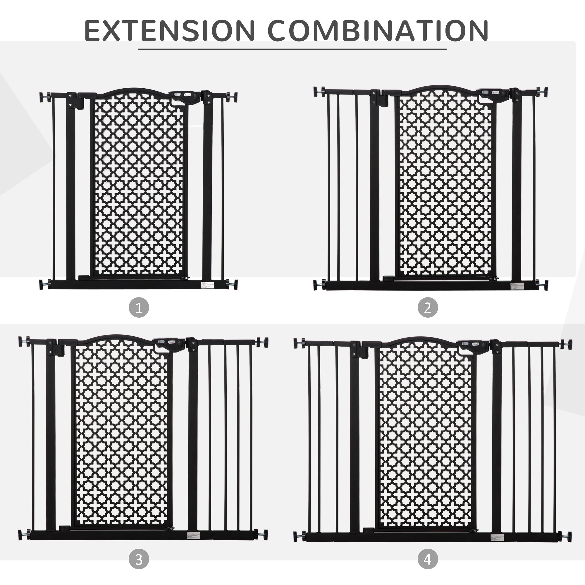 PawHut 74-105 cm Pressure Fit Safety Gate for Doorways and Staircases, Dog Gate, Pet Barrier for Hallways with Auto Close, Double Locking, 2 Extensions