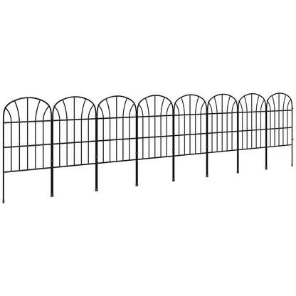 Outsunny 8 Panels Decorative Garden Fence, 24in x 8.7ft Rustproof Metal Wire, No Dig Fencing, Landscape Flower Bed Border Edging Animal Barrier, Black