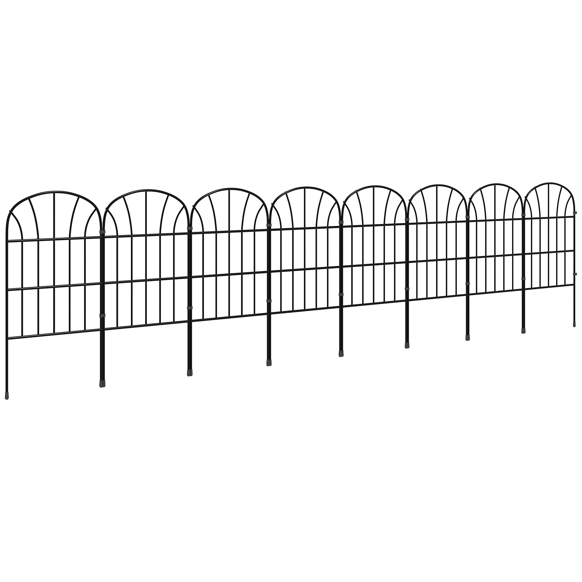 Outsunny 8 Panels Decorative Garden Fence, 24in x 8.7ft Rustproof Metal Wire, No Dig Fencing, Landscape Flower Bed Border Edging Animal Barrier, Black