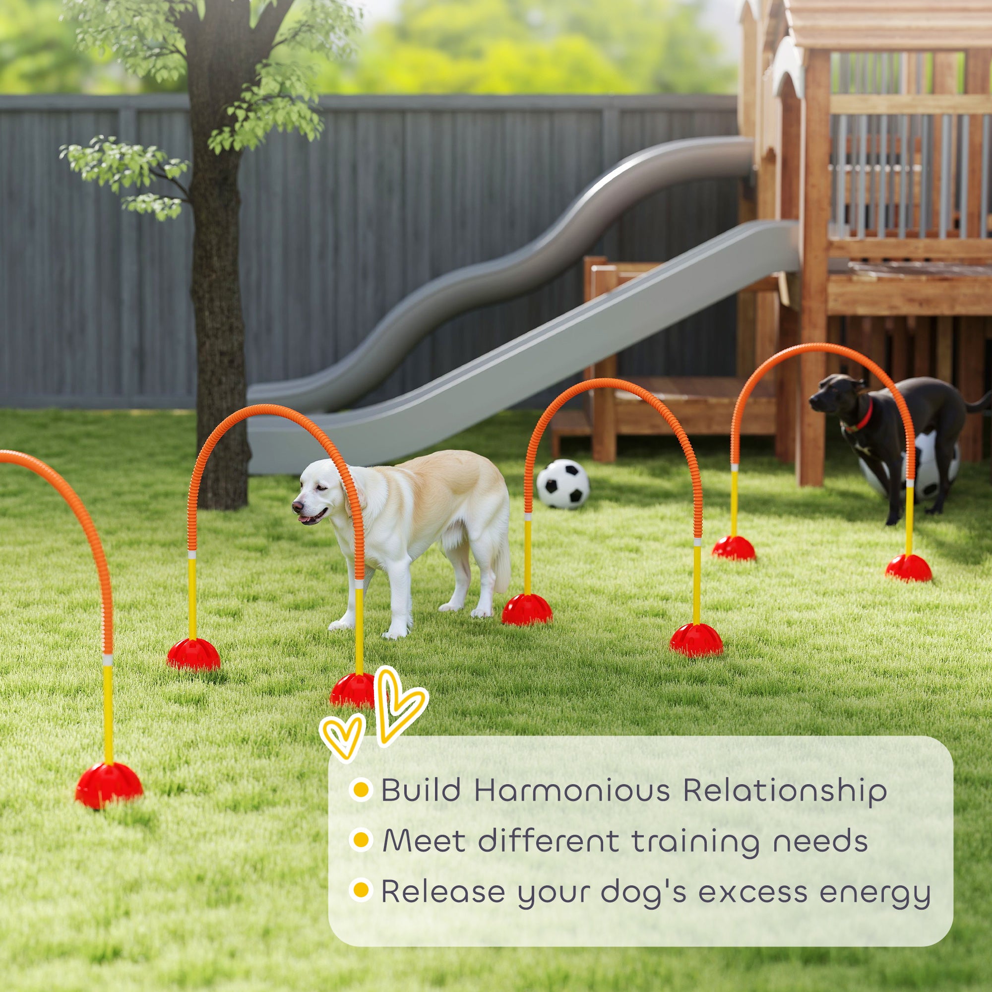 PawHut 4 Piece Dog Agility Equipment, Dog Agility Course Backyard Set with 4 Adjustable Width Doors, Carry Bag, Easy Assemble & Portable Dog Agility Training Set, Orange