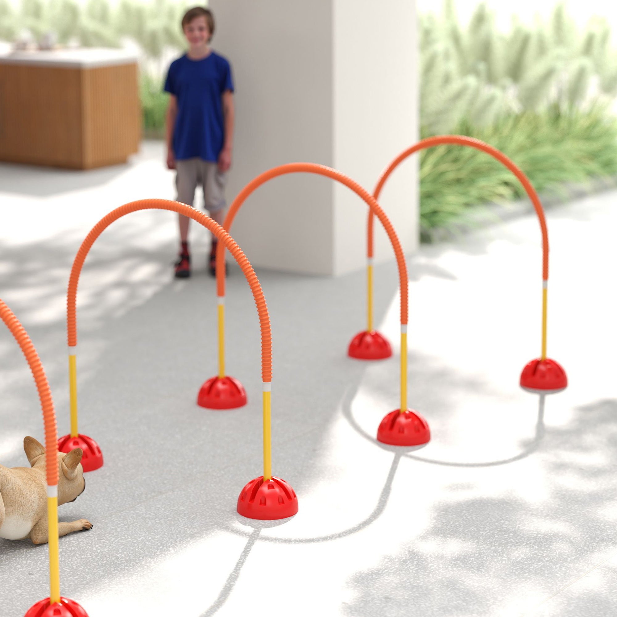 PawHut 4 Piece Dog Agility Equipment, Dog Agility Course Backyard Set with 4 Adjustable Width Doors, Carry Bag, Easy Assemble & Portable Dog Agility Training Set, Orange