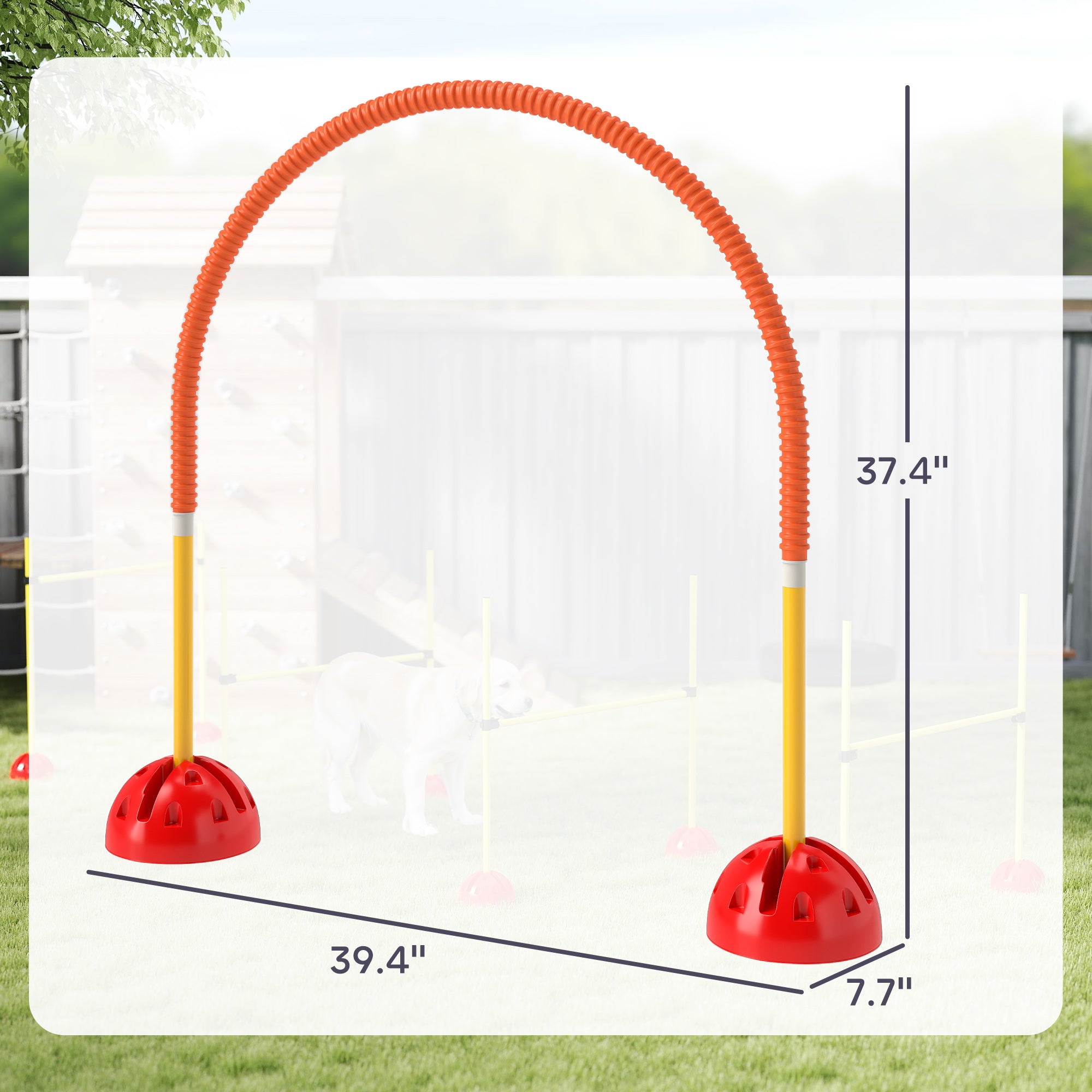 PawHut 4 Piece Dog Agility Equipment, Dog Agility Course Backyard Set with 4 Adjustable Width Doors, Carry Bag, Easy Assemble & Portable Dog Agility Training Set, Orange