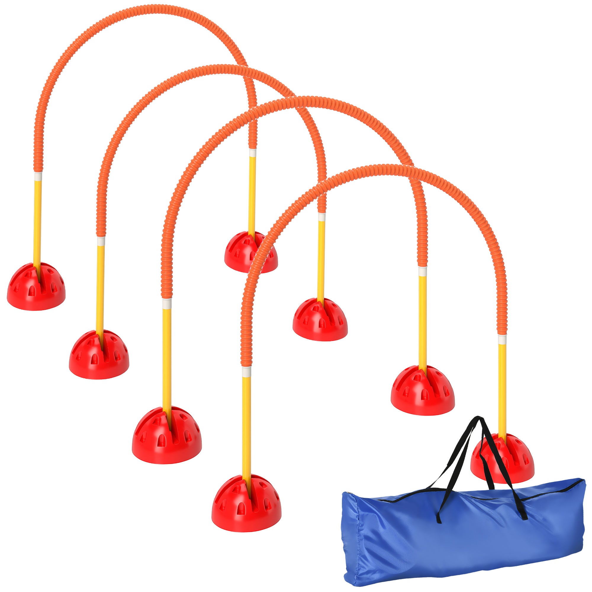 PawHut 4 Piece Dog Agility Equipment, Dog Agility Course Backyard Set with 4 Adjustable Width Doors, Carry Bag, Easy Assemble & Portable Dog Agility Training Set, Orange