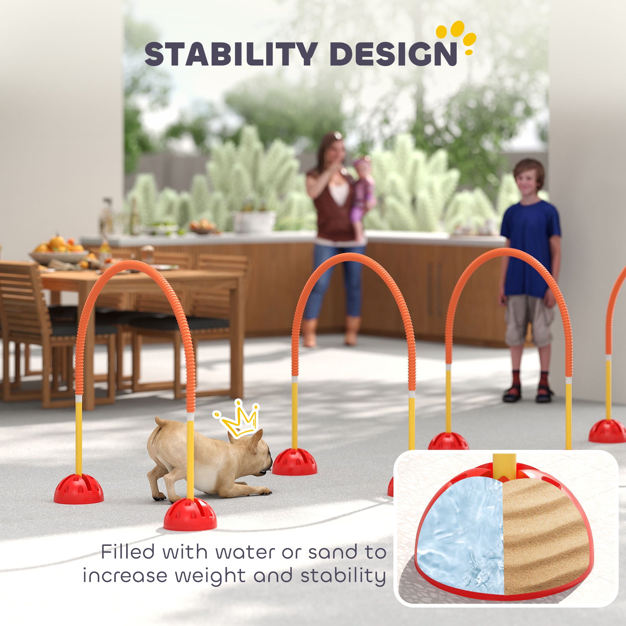 PawHut 4 Piece Dog Agility Equipment, Dog Agility Course Backyard Set with 4 Adjustable Width Doors, Carry Bag, Easy Assemble & Portable Dog Agility Training Set, Orange