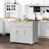 HOMCOM Rolling Kitchen Island, Kitchen Cart on Wheels with 2 Storage Drawers, 3 Door Cabinets and Towel Rack for Dining Room (Grey, 3-Doors)