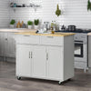 HOMCOM Rolling Kitchen Island, Kitchen Cart on Wheels with 2 Storage Drawers, 3 Door Cabinets and Towel Rack for Dining Room (Grey, 3-Doors)