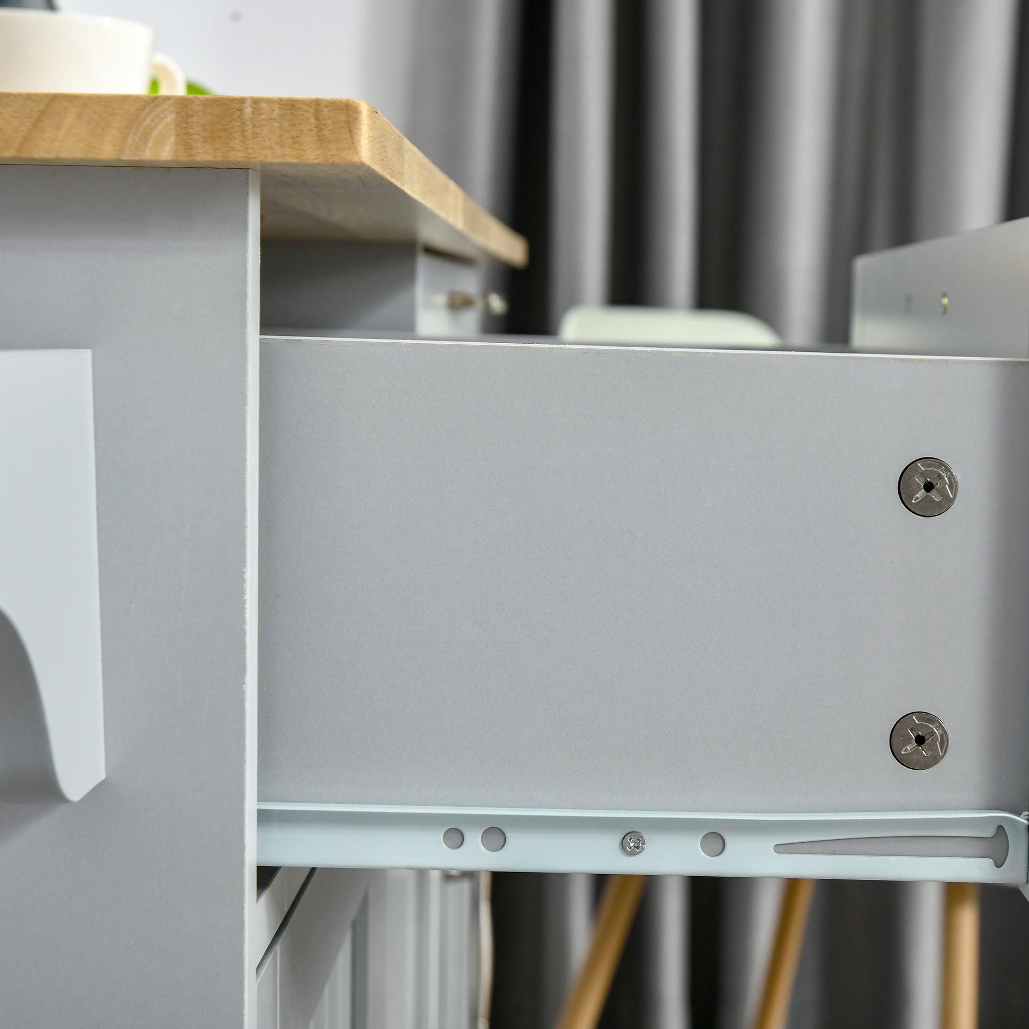 HOMCOM Rolling Kitchen Island, Kitchen Cart on Wheels with 2 Storage Drawers, 3 Door Cabinets and Towel Rack for Dining Room (Grey, 3-Doors)