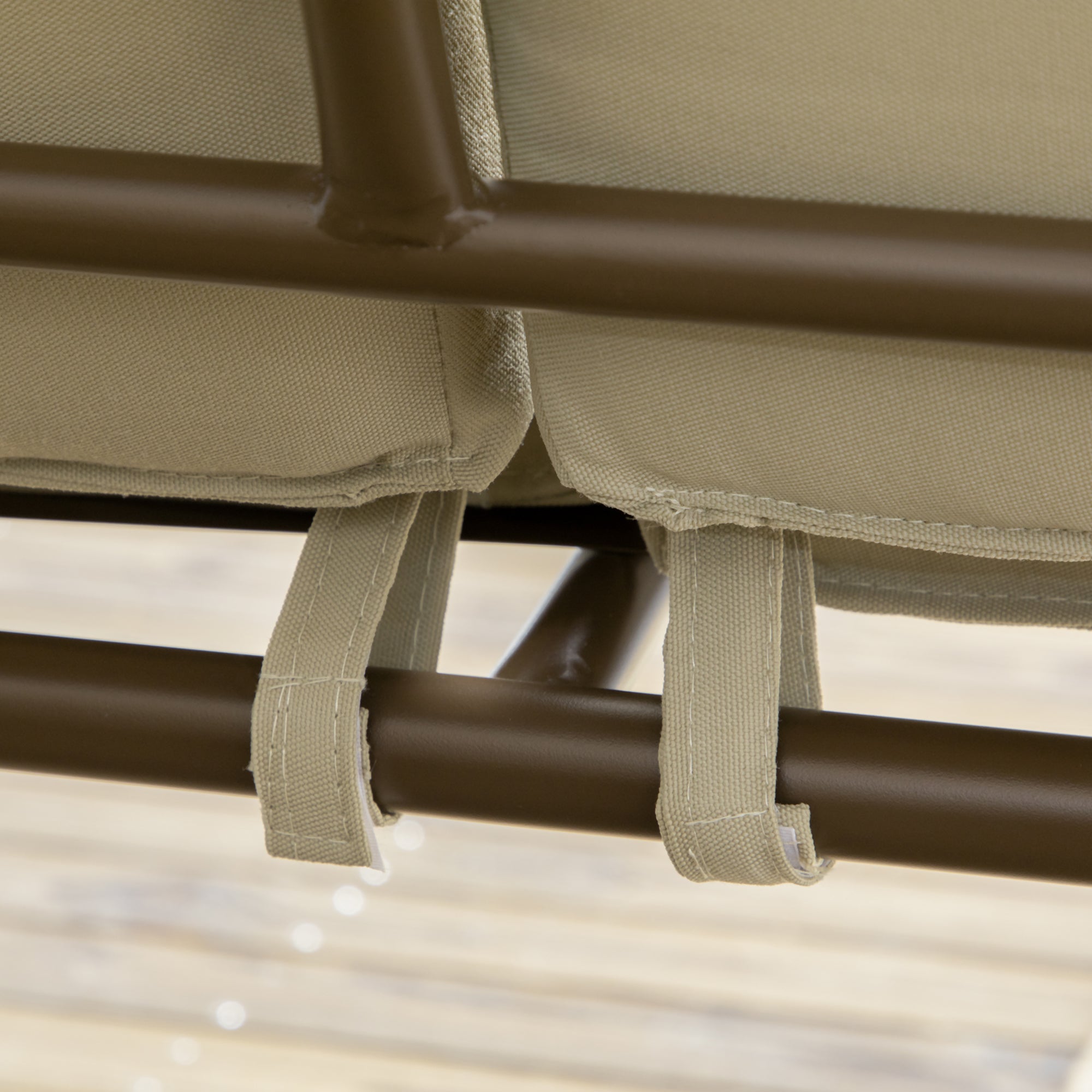 Outsunny 3-Seat Patio Swing Chair, Outdoor Canopy Swing Glider with Cushion, Pillows and Adjustable Polycarbonate Canopy for Porch, Garden, Poolside, Backyard, Khaki