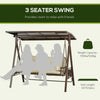 Outsunny 3-Seat Patio Swing Chair, Outdoor Canopy Swing Glider with Cushion, Pillows and Adjustable Polycarbonate Canopy for Porch, Garden, Poolside, Backyard, Khaki