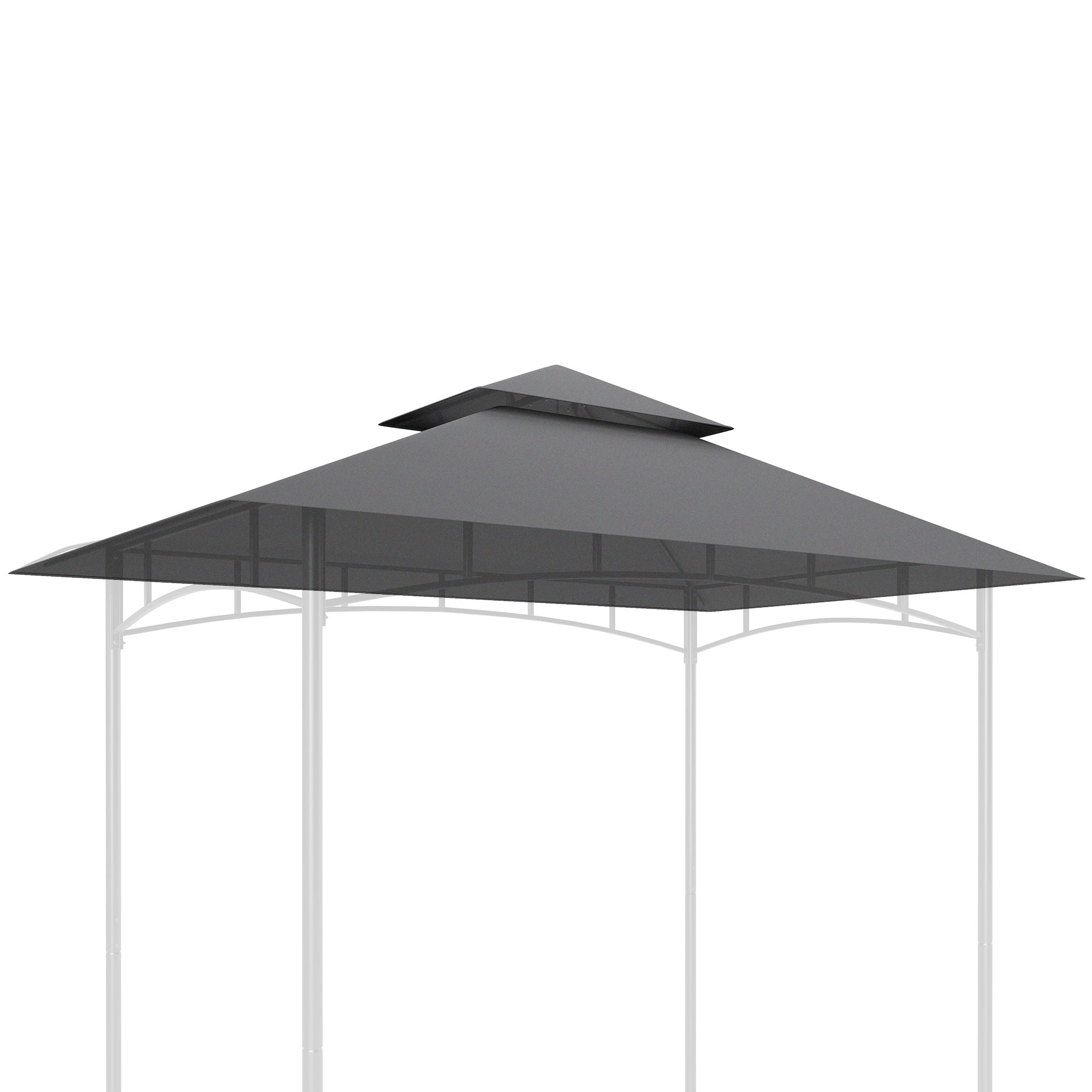 Outsunny BBQ Canopy Replacement Roof, UPF50+ Protected, 5' x 8' BBQ Gazebo Canopy Cover, Double Tiered Grill Gazebo Replacement Canopy, TOP COVER ONLY, Dark Grey
