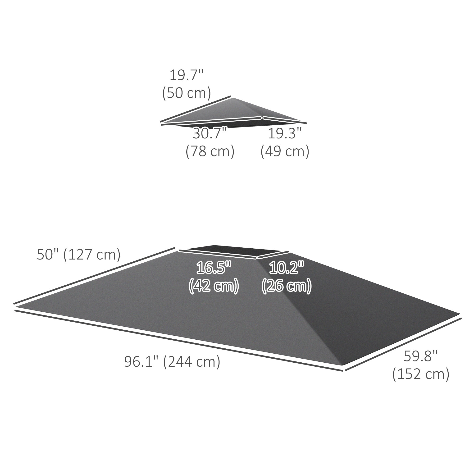 Outsunny BBQ Canopy Replacement Roof, UPF50+ Protected, 5' x 8' BBQ Gazebo Canopy Cover, Double Tiered Grill Gazebo Replacement Canopy, TOP COVER ONLY, Dark Grey