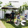 Outsunny BBQ Canopy Replacement Roof, UPF50+ Protected, 5' x 8' BBQ Gazebo Canopy Cover, Double Tiered Grill Gazebo Replacement Canopy, TOP COVER ONLY, Dark Grey