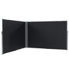 Outsunny Patio Retractable Double Side Awning, 79"x236" Outdoor Privacy Screen, UV Resistant, Waterproof Room Divider Sun Shade Wind Screen for Garden, Balcony, Black