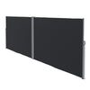 Outsunny Patio Retractable Double Side Awning, 79"x236" Outdoor Privacy Screen, UV Resistant, Waterproof Room Divider Sun Shade Wind Screen for Garden, Balcony, Black