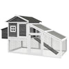 PawHut 69" Chicken Coop Wooden Hen House Rabbit Hutch Poultry Cage Pen Outdoor Backyard with Outdoor Run Nesting Box Removable Tray Waterproof Asphalt Roof Lockable Door Grey