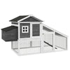PawHut 69" Chicken Coop Wooden Hen House Rabbit Hutch Poultry Cage Pen Outdoor Backyard with Outdoor Run Nesting Box Removable Tray Waterproof Asphalt Roof Lockable Door Grey