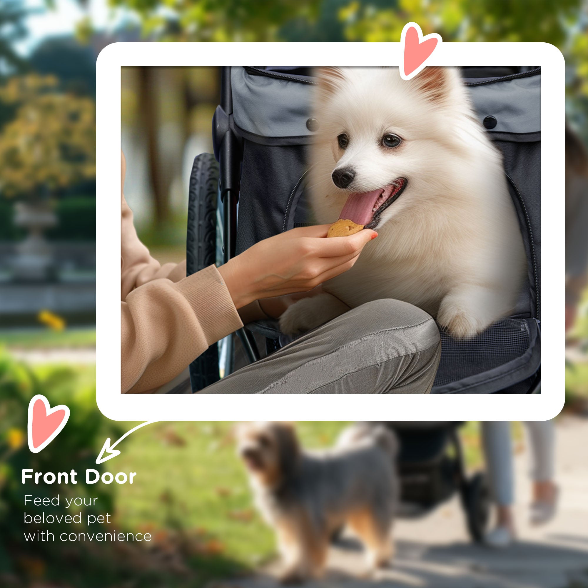 PawHut Pet Stroller for Small and Medium Dogs, 3 Big Wheels Cat Stroller Travel Folding Carrier with Adjustable Canopy, Safety Tether, Storage Basket, Black