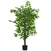 HOMCOM 4.5ft Ficus Artificial Tree with Realistic Leaves, Tall Fake Plant in Pot for Home Office Indoor Outdoor Decor, Green