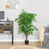 HOMCOM 4.5ft Ficus Artificial Tree with Realistic Leaves, Tall Fake Plant in Pot for Home Office Indoor Outdoor Decor, Green