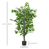 HOMCOM 4.5ft Ficus Artificial Tree with Realistic Leaves, Tall Fake Plant in Pot for Home Office Indoor Outdoor Decor, Green