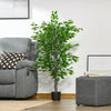 HOMCOM 4.5ft Ficus Artificial Tree with Realistic Leaves, Tall Fake Plant in Pot for Home Office Indoor Outdoor Decor, Green