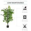 HOMCOM 4.5ft Ficus Artificial Tree with Realistic Leaves, Tall Fake Plant in Pot for Home Office Indoor Outdoor Decor, Green