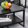 HOMCOM 2-Tier Coffee Table with Storage Shelf, Center Table with Marble Textured Table Top, for Living Room Bedroom Dorm, Black