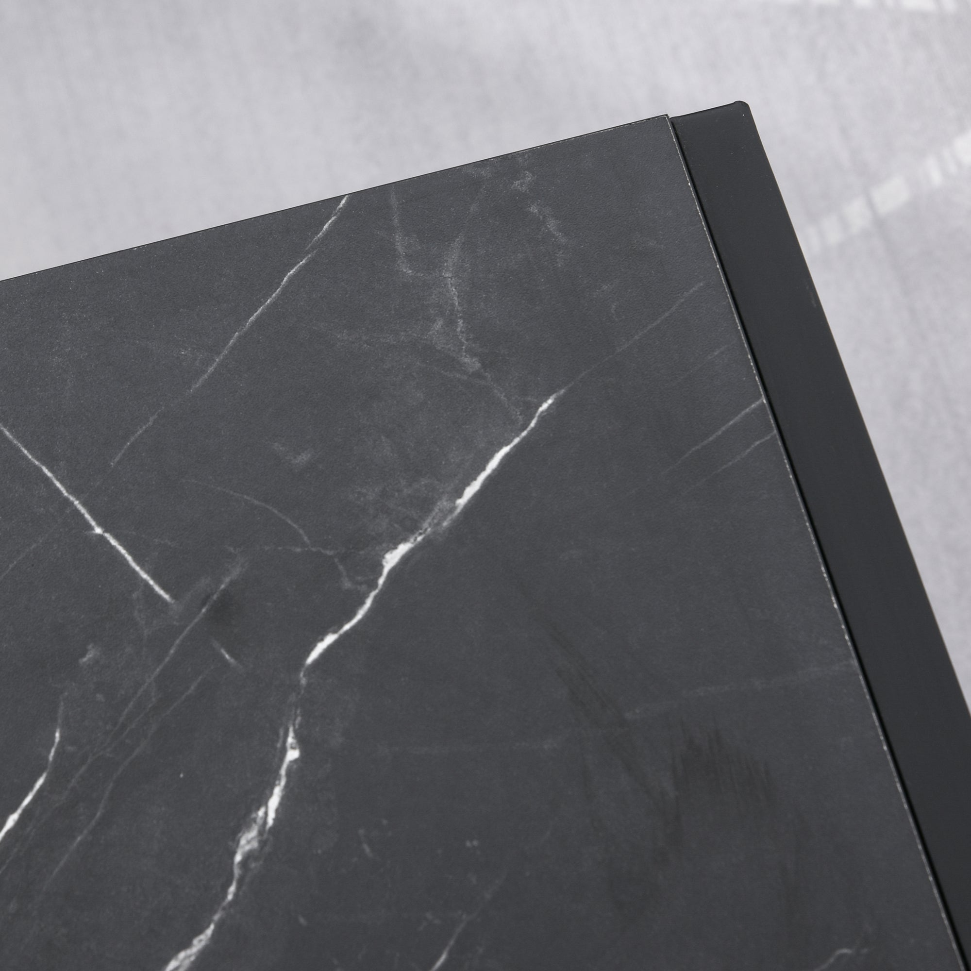 HOMCOM 2-Tier Coffee Table with Storage Shelf, Center Table with Marble Textured Table Top, for Living Room Bedroom Dorm, Black