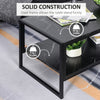 HOMCOM 2-Tier Coffee Table with Storage Shelf, Center Table with Marble Textured Table Top, for Living Room Bedroom Dorm, Black