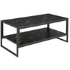 HOMCOM 2-Tier Coffee Table with Storage Shelf, Center Table with Marble Textured Table Top, for Living Room Bedroom Dorm, Black
