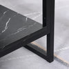 HOMCOM 2-Tier Coffee Table with Storage Shelf, Center Table with Marble Textured Table Top, for Living Room Bedroom Dorm, Black