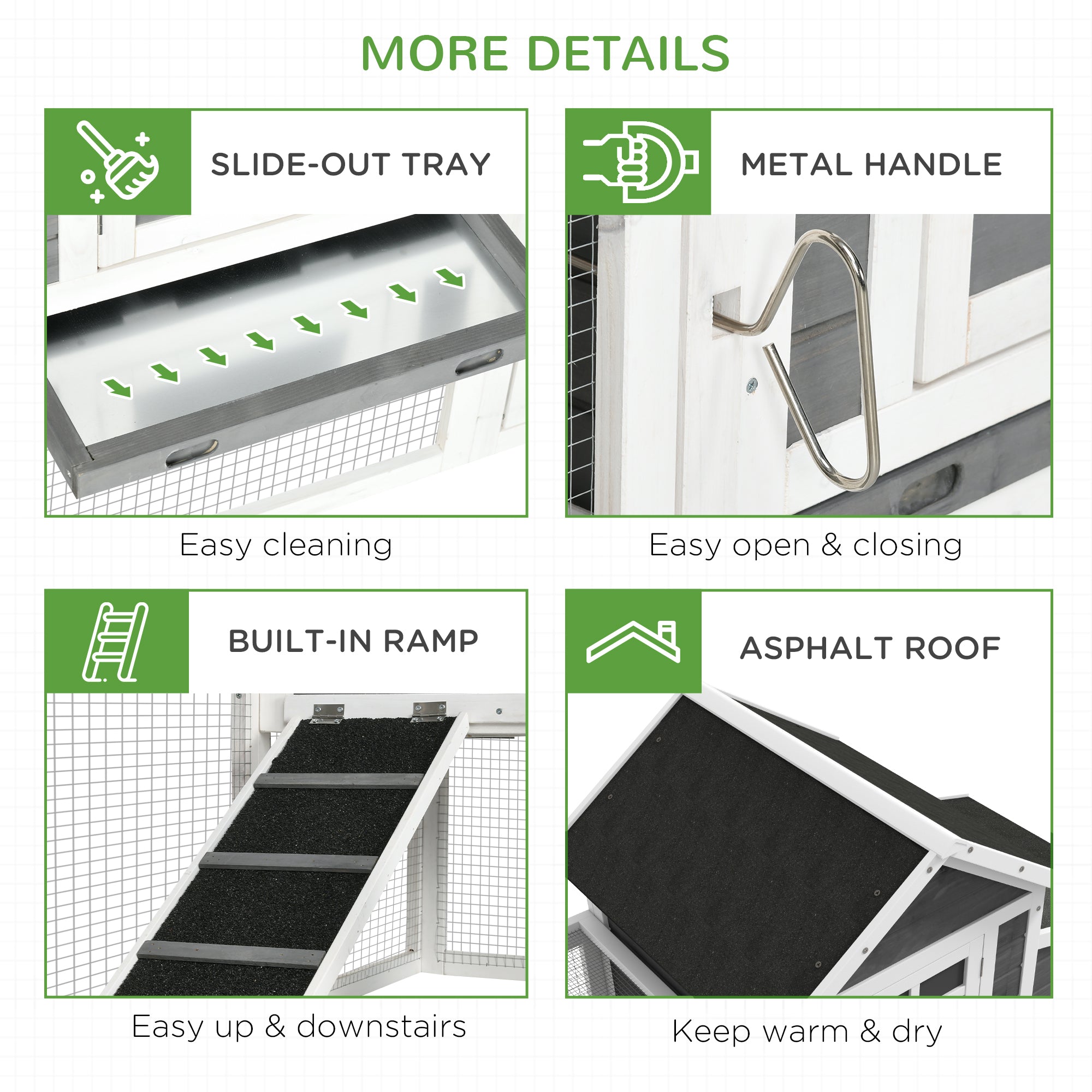 PawHut Dual Wooden Chicken Coop with Garden Bed, Large Outdoor Hen House with Nesting Boxes Removable Trays, Ramps Run, for Garden Backyard, 123" x 27.5" x 42.5", Dark Gray