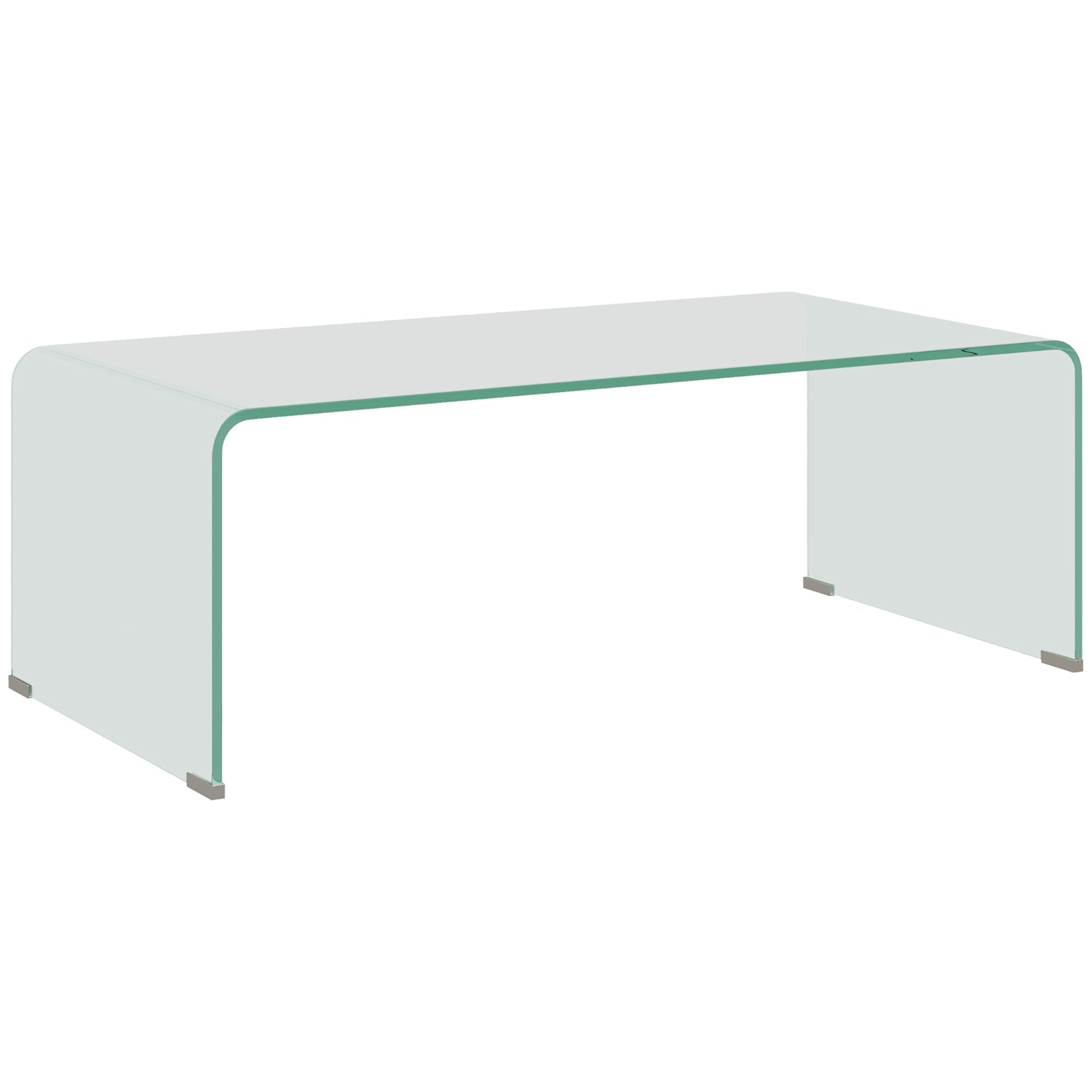 HOMCOM Tempered Glass Coffee Table, Modern Home Furniture, Clear Coffee Table for Living Room, Easy to Clean and Safe Rounded Edges, 39.4