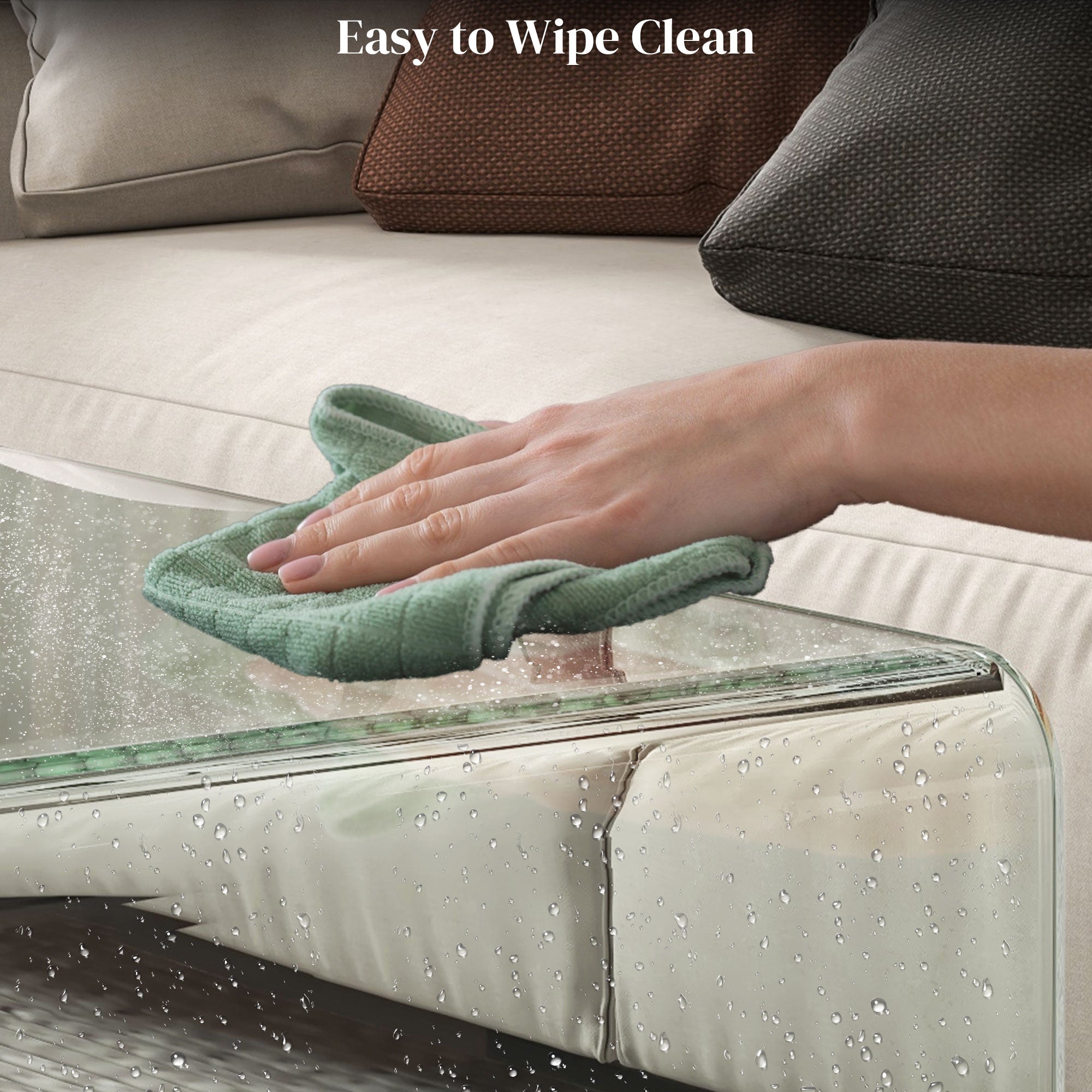 HOMCOM Tempered Glass Coffee Table, Modern Home Furniture, Clear Coffee Table for Living Room, Easy to Clean and Safe Rounded Edges, 39.4" x 19.7" x 13.8"